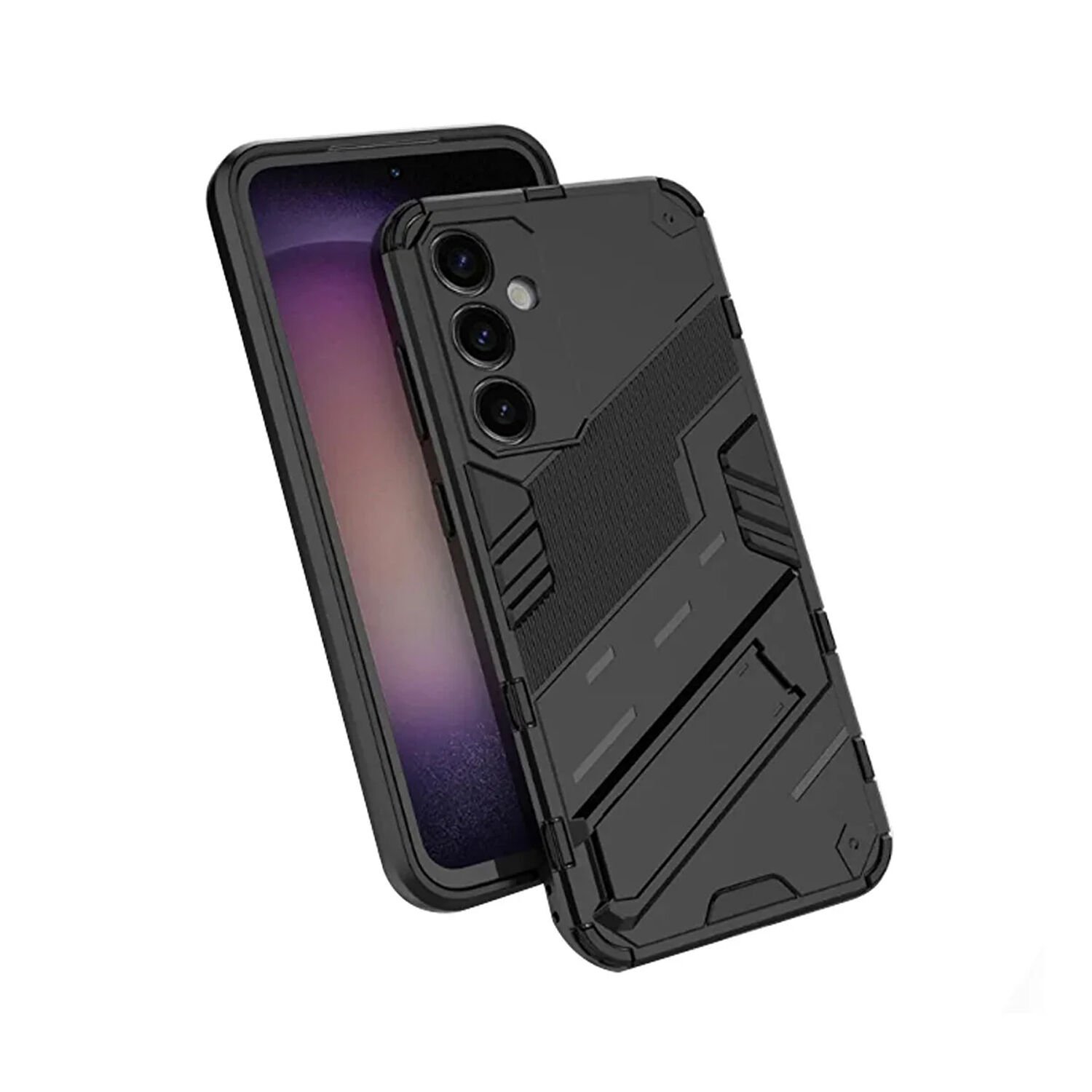 Microcase Samsung Galaxy S23 FE Matrix Serisi Armor Standlı Perfect Koruma Kılıf - Siyah AL3416