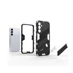 Microcase Samsung Galaxy S23 FE Matrix Serisi Armor Standlı Perfect Koruma Kılıf - Siyah AL3416