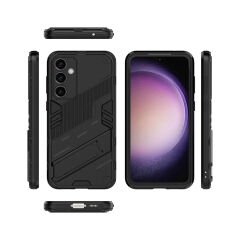 Microcase Samsung Galaxy S23 FE Matrix Serisi Armor Standlı Perfect Koruma Kılıf - Siyah AL3416