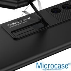 Microcase Samsung Galaxy S23 Ultra ile uyumlu Standlı Sert Plastik Mat Kılıf - AL3566