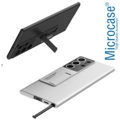 Microcase Samsung Galaxy S23 Ultra ile uyumlu Standlı Sert Plastik Mat Kılıf - AL3566