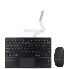 Microcase Huawei Mediapad T3 10 9.6 inch Bluetooth Klavye ve Mouse (TR Sticker)+Tablet Standı AL2765