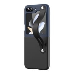 Microcase Samsung Galaxy Z Flip 7 FE / Z Flip 6 Parmak Tutuculu Deri Desen Plastik Kılıf - AL3151