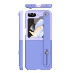 Microcase Samsung Galaxy Z Flip 7 FE / Z Flip 6 Parmak Tutuculu Deri Desen Plastik Kılıf - AL3151