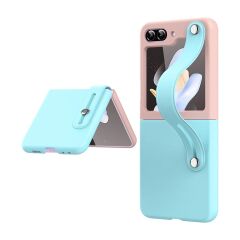 Microcase Samsung Galaxy Z Flip 7 FE / Z Flip 6 Parmak Tutuculu Deri Desen Plastik Kılıf - AL3151