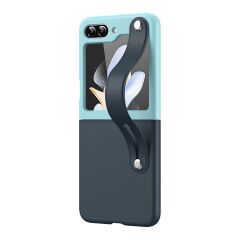 Microcase Samsung Galaxy Z Flip 7 FE / Z Flip 6 Parmak Tutuculu Deri Desen Plastik Kılıf - AL3151