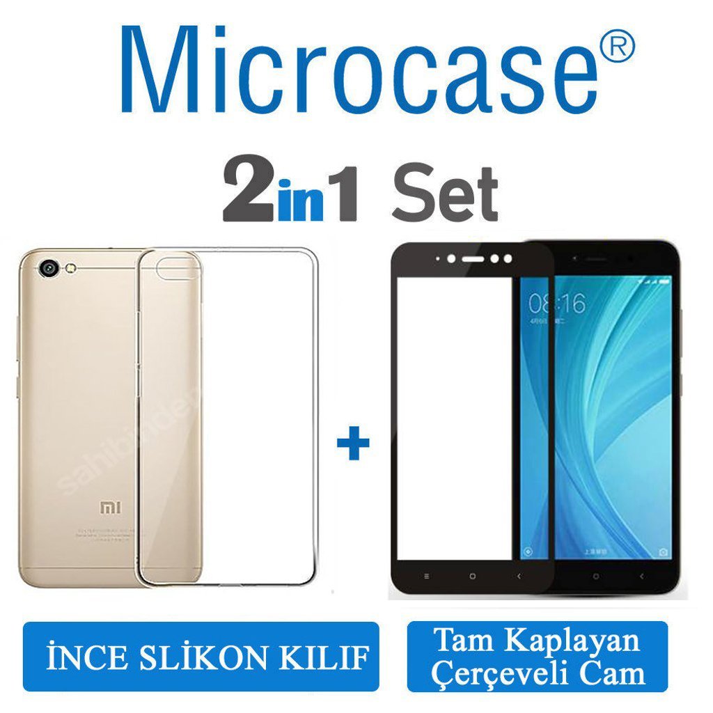 Microcase Xiaomi Redmi Note 5A İnce Slikon Kılıf+Tam Kaplayan Cam