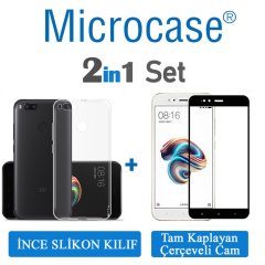 Microcase Xiaomi Mi 5x İnce Silikon Kılıf + Tam Kaplayan Cam