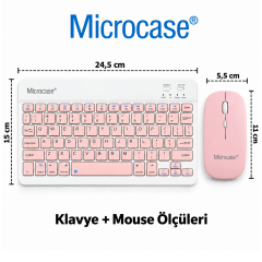 Microcase Honor Pad V9 11.5 inch ile uyumlu 4in1 SET Tablet Çanta + Bluetooth Klavye + Mouse + Tablet Standı Krem Pembe - PEMBE AL5924
