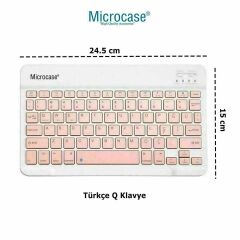 Microcase OnePlus 4 13.2 inch ile uyumlu Tablet Çanta+Türkçe Bluetooth Klavye +Mouse+ Standı - Pembe AL8127