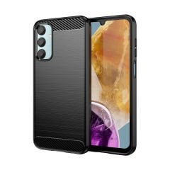Microcase Samsung Galaxy M15  5G Brushed Carbon Fiber Silikon Kılıf - Siyah AL3332