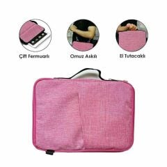 Microcase OnePlus 4 13.2 inch ile uyumlu Tablet Çanta+Türkçe Bluetooth Klavye +Mouse+ Standı - Pembe AL8127