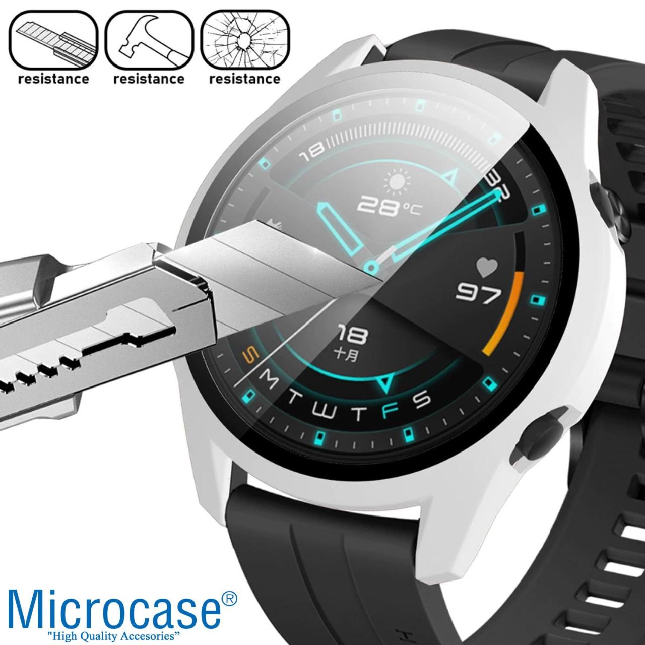 Microcase Huawei Watch GT 3 46 mm Ekran Korumalı Sert Slim Rubber Kılıf - Lacivert