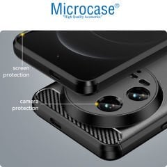 Microcase Xiaomi 14 Ultra  Brushed Carbon Fiber Silikon Kılıf - Siyah AL3332