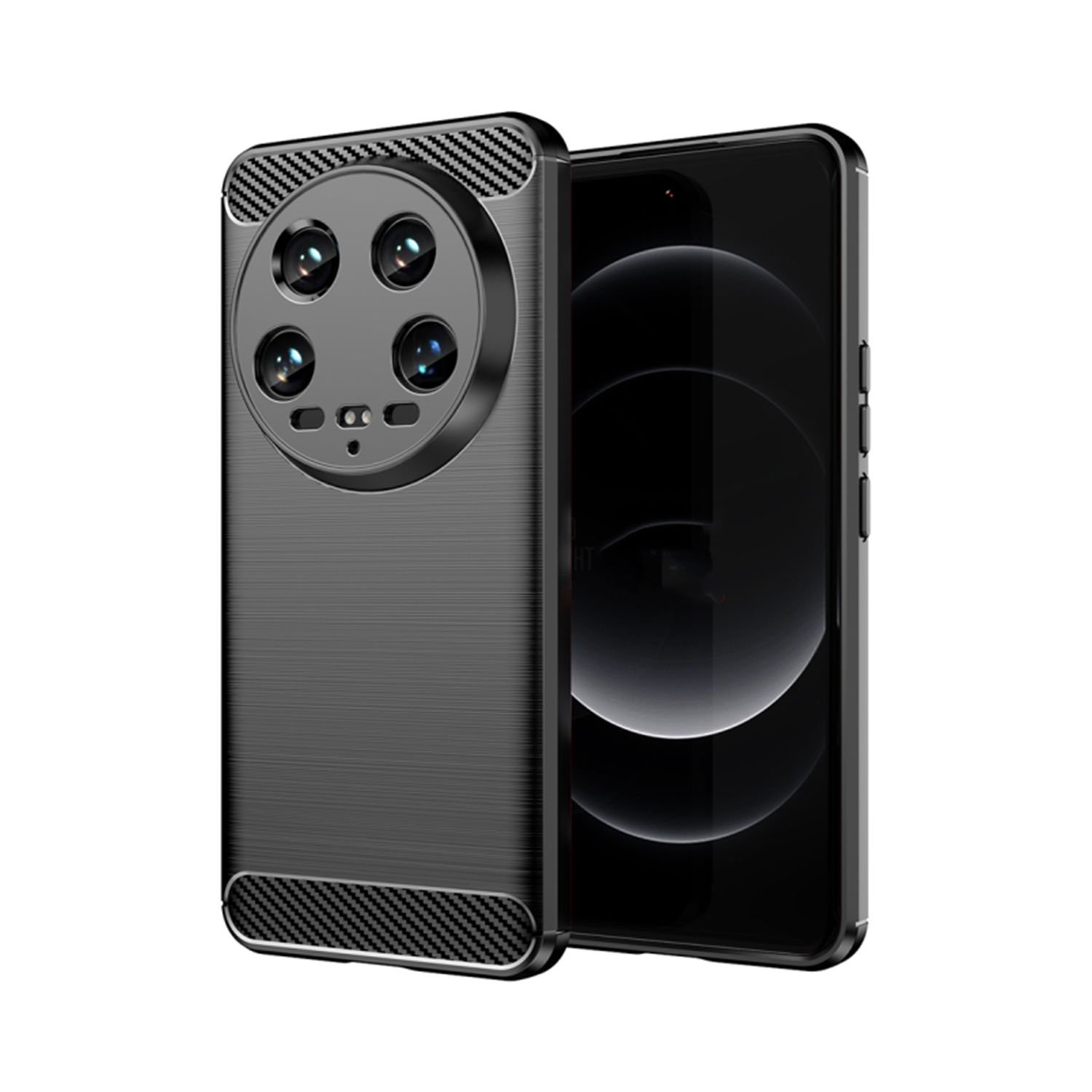 Microcase Xiaomi 14 Ultra  Brushed Carbon Fiber Silikon Kılıf - Siyah AL3332