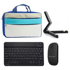 Microcase Apple iPad Pro 10,5 inch ile uyumlu Tablet Çanta+Bluetooth Klavye+Mouse+Tablet Standı Siyah-AL4840