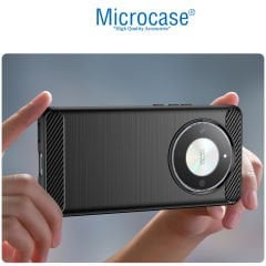 Microcase  Honor X9B 5G / X50  / Honor Magic 6 LITE  Brushed Carbon Fiber Silikon Kılıf - Siyah AL3332