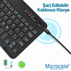 Microcase Honor Pad X8A 11 inch ile uyumlu 4in1 SET Tablet Çanta + Bluetooth Klavye + Mouse + Tablet Standı Krem Pembe - PEMBE AL5924
