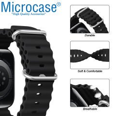 Microcase Apple Watch 42 mm / 44 mm / 45 mm / 49 mm için Oluklu Silikon Kordon Kayış - KY72-2