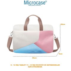 Microcase OnePlus Pad 4 13.2 inch ile uyumlu Tablet Çantası 2 Bölmeli AL4227 Krem Pembe Mavi