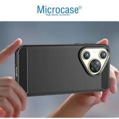 Microcase  Huawei Pura 70  Brushed Carbon Fiber Silikon Kılıf - Siyah AL3332