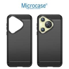 Microcase  Huawei Pura 70  Brushed Carbon Fiber Silikon Kılıf - Siyah AL3332