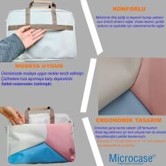 Microcase Samsung Active 4 Pro / Active 5 Pro 10.1'' ile uyumlu Tablet Çantası 2 Bölmeli AL4227 Krem Pembe Mavi