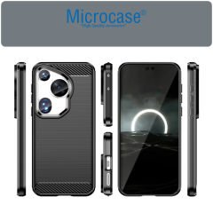 Microcase  Huawei Pura 70 Ultra Brushed Carbon Fiber Silikon Kılıf - Siyah AL3332