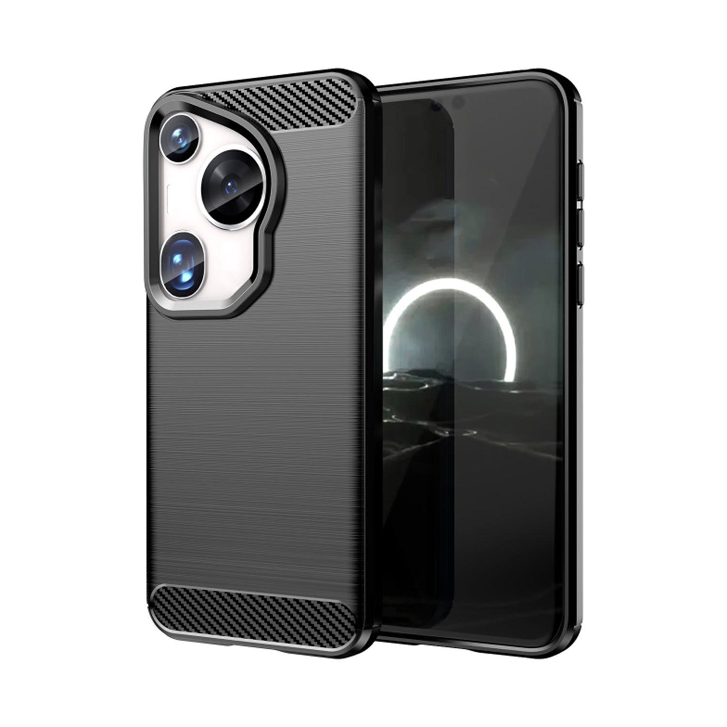 Microcase  Huawei Pura 70 Ultra Brushed Carbon Fiber Silikon Kılıf - Siyah AL3332