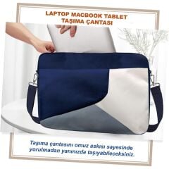 Microcase Samsung Active 4 Pro / Active 5 Pro 10.1'' ile uyumlu Tablet Çantası 2 Bölmeli AL4228 Lacivert Gri Krem