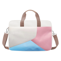 Microcase Macbook 2023 M2 Pro 14 A2779 için Macbook Çantası 2 Bölmeli AL4227 Krem Pembe Mavi