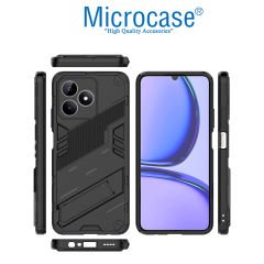 Microcase Realme Note 50 / Realme C53 4G Matrix Serisi Armor Standlı Perfect Koruma Kılıf - Siyah Al3416