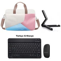 Microcase Honor Magic Pad 4 12.3 inch ile uyumlu Tablet Çanta + Bluetooth Klavye + Mouse + Tablet Standı Siyah- AL4233