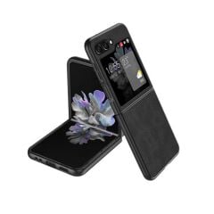 Microcase Samsung Galaxy Z Flip 7 FE/Z Flip 6 için Deri Desenli Plastik Koruma Kılıf - AL3156