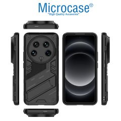 Microcase Xiaomi 14 Ultra Matrix Serisi Armor Standlı Perfect Koruma Kılıf - Siyah Al3416
