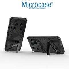 Microcase Xiaomi 14 Ultra Matrix Serisi Armor Standlı Perfect Koruma Kılıf - Siyah Al3416