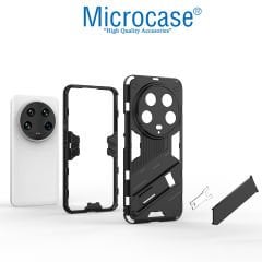 Microcase Xiaomi 14 Ultra Matrix Serisi Armor Standlı Perfect Koruma Kılıf - Siyah Al3416