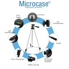 Microcase 3110 3 Ayak Cep Telefonu Kamera Tripodu 106 cm + Döner Başlık Telefon Tutucu