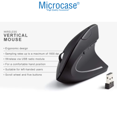 Microcase Pilli Dikey Ergonomik Kablosuz Mouse 800/1200/1600 Dpı 6 Tuşlu - AL5177