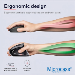 Microcase Pilli Dikey Ergonomik Kablosuz Mouse 800/1200/1600 Dpı 6 Tuşlu - AL5177