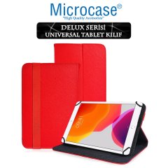 Microcase iPad 7.Nesil 10.2 2019 Delüx Serisi Universal Standlı Deri Kılıf - Kırmızı + Ekran Koruma Filmi