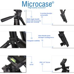 Microcase 3120A 3 Ayak Kamera Tripodu 102 cm+Döner Başlık Telefon Tutucu+Bluetooth Kumanda - AL2917