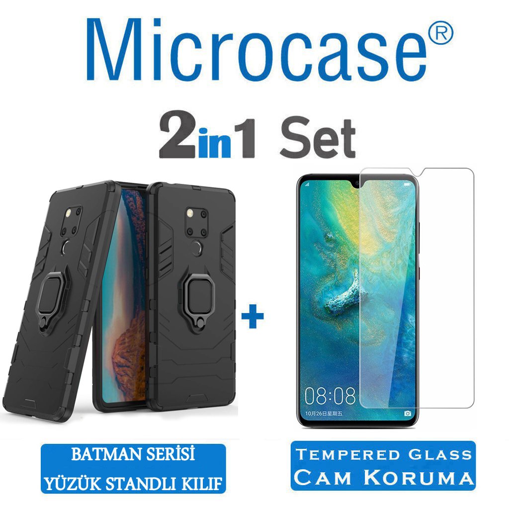 Huawei Mate 20 X Batman Serisi Yüzük Standlı Kılıf + CAM (SEÇ)