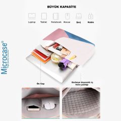 Microcase Macbook Pro 13 Touchbar A1706 A1989 A1708 için Macbook Çantası 2 Bölmeli AL4227 Krem Pembe Mavi