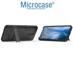 Microcase Oppo Reno  Alfa Serisi Armor Standlı Perfect Koruma Kılıf + Tam Kaplayan Çerçeveli Cam - Siyah