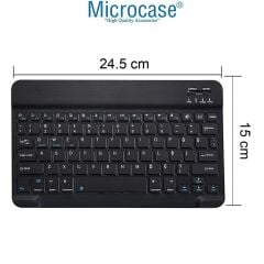 Microcase Samsung Active 4 Pro / Active 5 Pro 10.1 Tablet ile uyumlu Tablet Çanta + Bluetooth Klavye + Mouse + Tablet Standı Siyah- AL4234