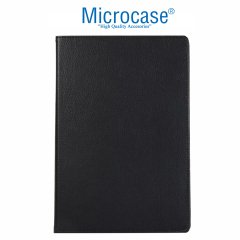 Microcase Samsung Galaxy Tab S6 10.6 Tablet T860 T867 360 Derece Döner Standlı Deri Kılıf - Siyah
