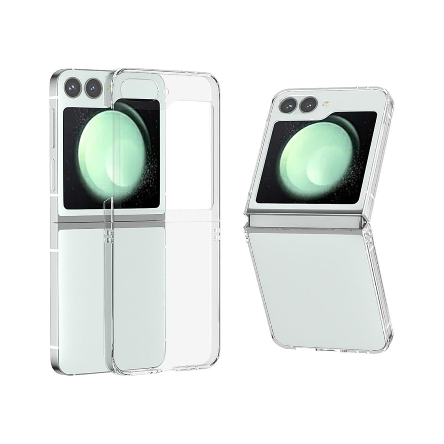 Microcase Samsung Galaxy Z Flip 7 FE/Z Flip 6 ile Uyumlu Sert Kristal Kapaklı Kılıf Şeffaf- AL3157