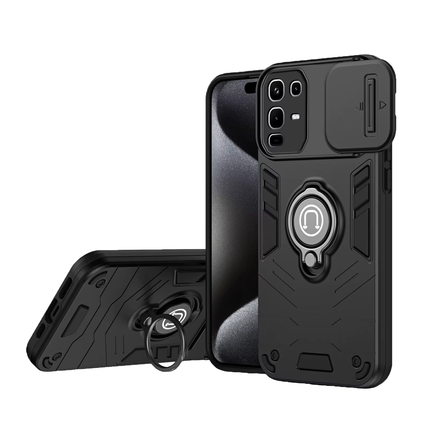 Microcase Infinix Note 50 / 50 Pro Kamera Kapaklı Yüzük Tutuculu Kılıf AL5355