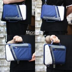 Microcase ONEPLUS Pad 4 13.2 inch ile uyumlu Omuz Askılı El Tutacaklı Universal Sleeve Taşıma Çantası AL4346 Lacivert Krem Gri
